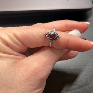 925 sterling and garnet ring sz 7.5 US